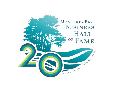 20th Anniversary Monterey Bay Business Hall of Fame logo with a group of cypress trees