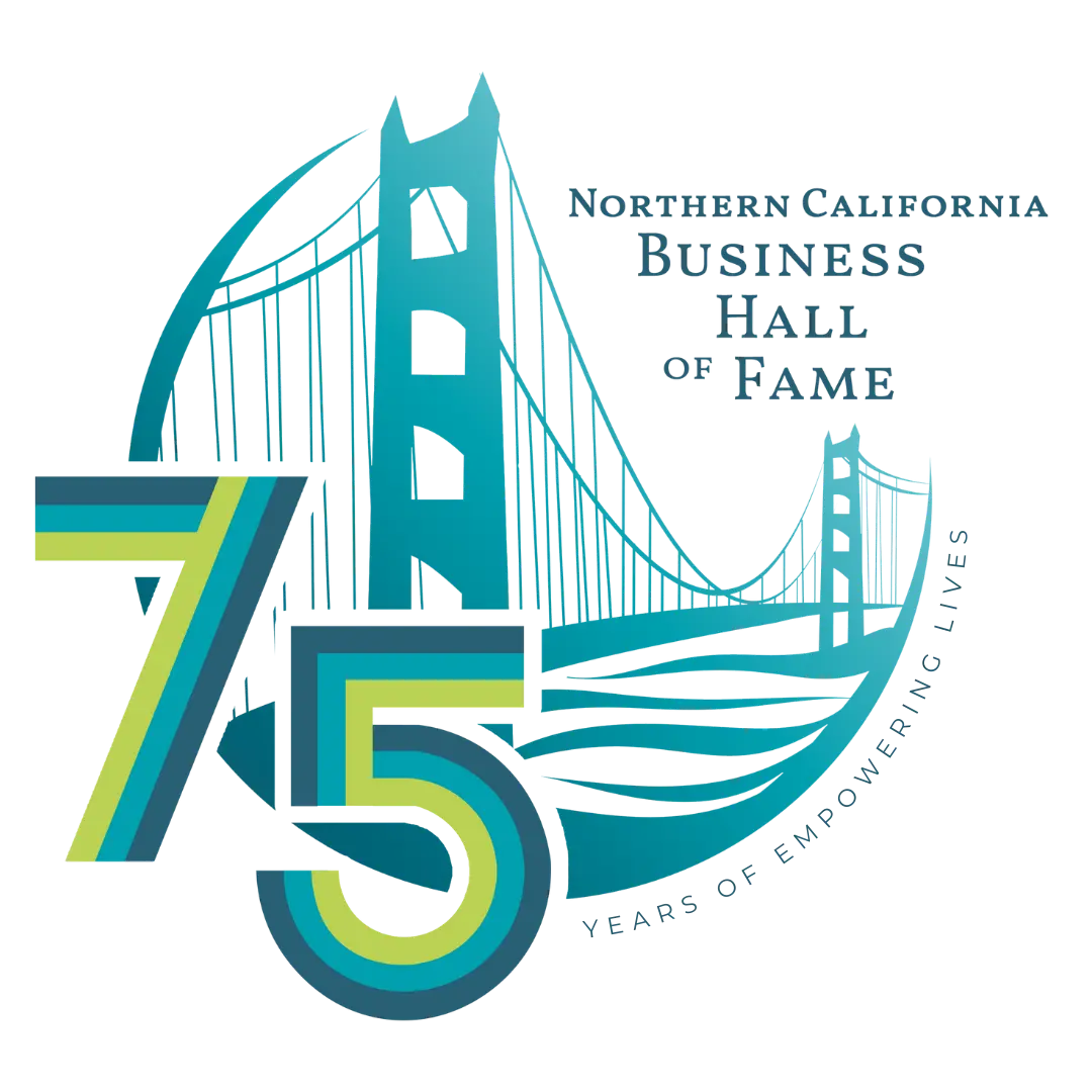 75th Anniversary Business Hall of Fame logo with Golden Gate bridge and waves